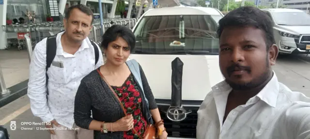 Happy customers with their chauffeur-driven Innova Crysta in Chennai